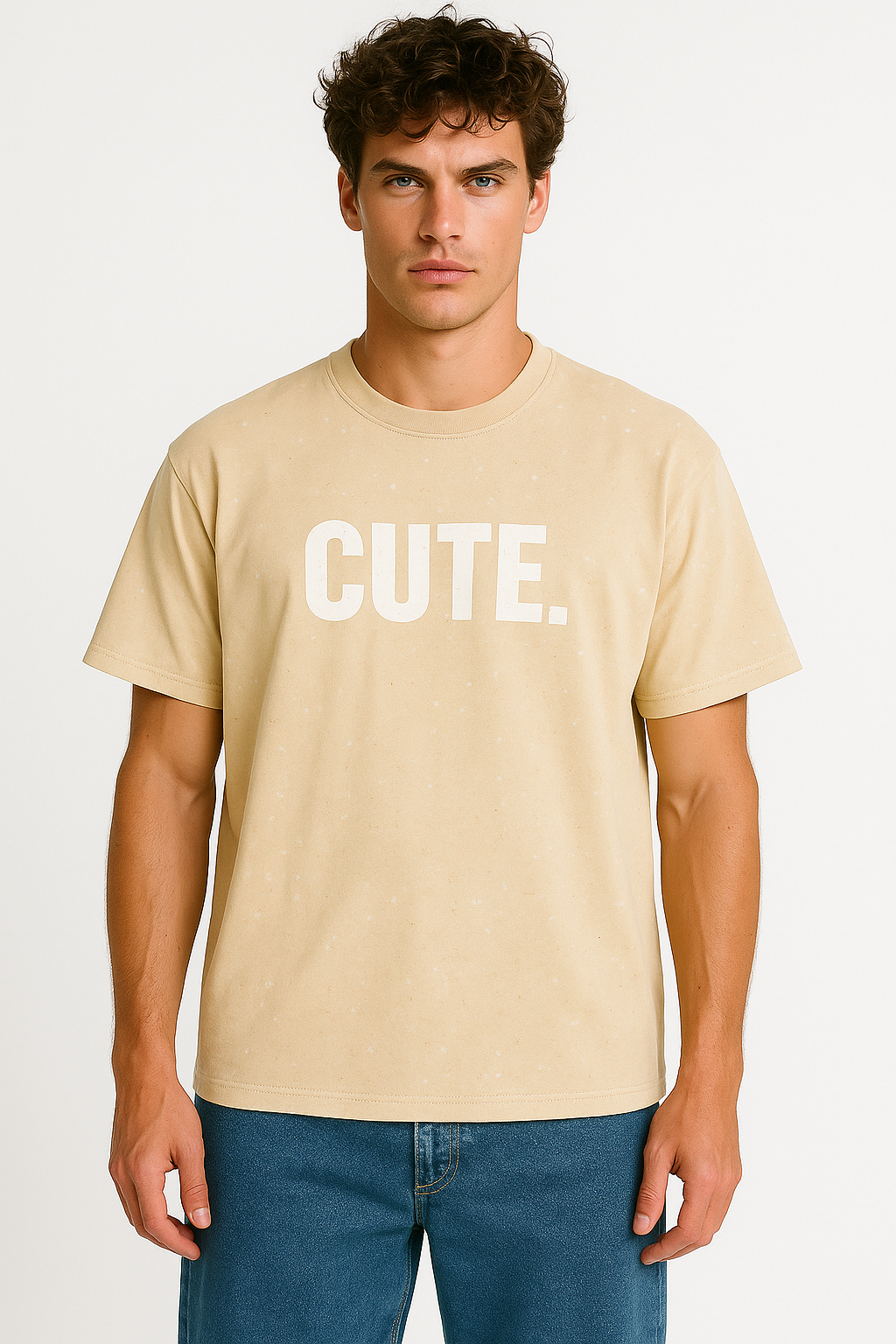 T-SHIRT BEŻ Z PRZTARCIAMI