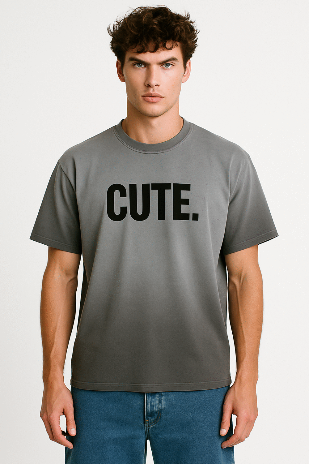 T-SHIRT SZARY-CIENIOWANY