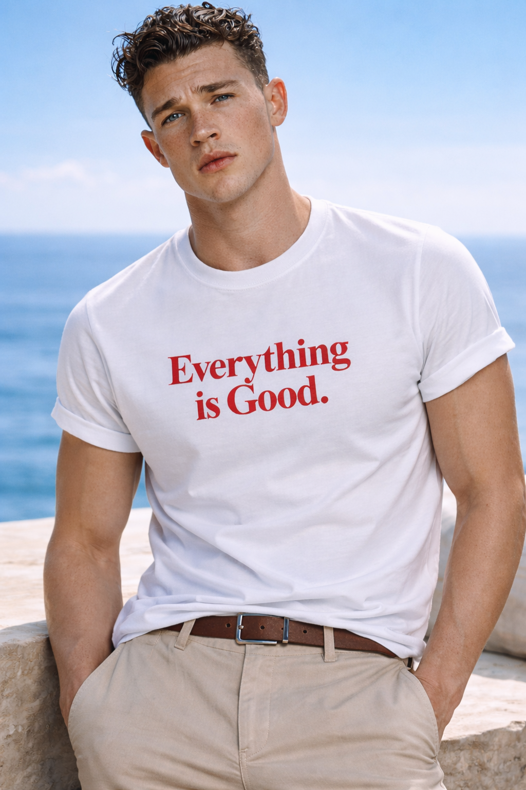 T-SHIRT BIAŁY Z PRINTEM